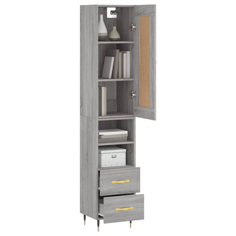 Highboard Grau Sonoma 34,5x34x180 cm Holzwerkstoff