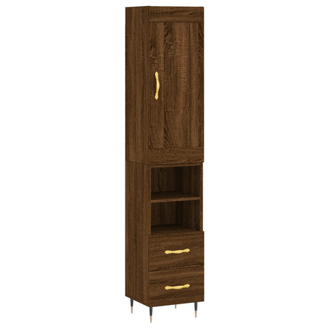 Highboard Braun Eichen-Optik 34,5x34x180 cm Holzwerkstoff