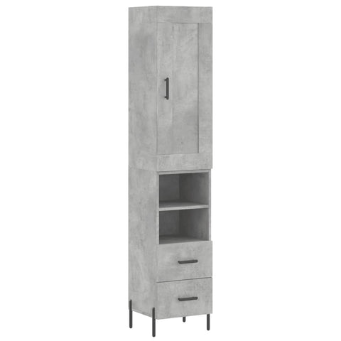 vidaXL Highboard Betongrau 34,5x34x180 cm Holzwerkstoff