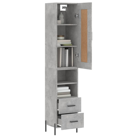 vidaXL Highboard Betongrau 34,5x34x180 cm Holzwerkstoff