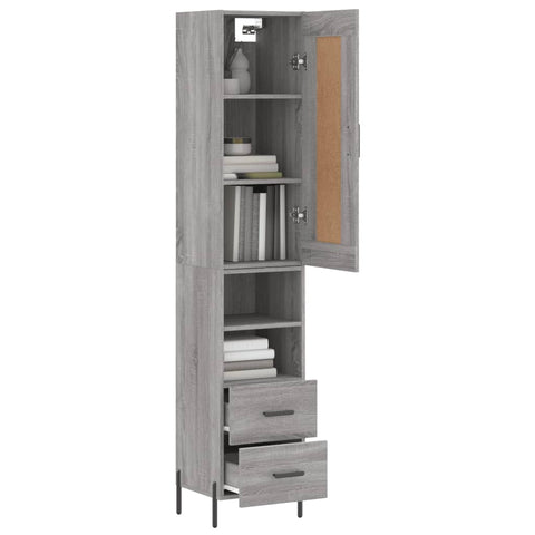 Highboard Grau Sonoma 34,5x34x180 cm Holzwerkstoff