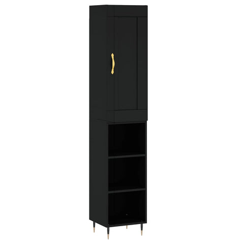 Highboard Schwarz 34,5x34x180 cm Holzwerkstoff