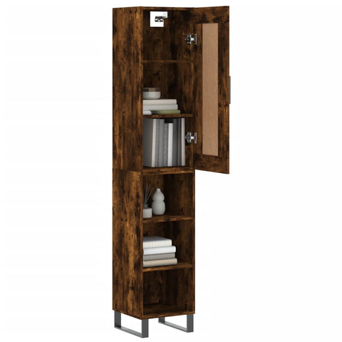 vidaXL Highboard Räuchereiche 34,5x34x180 cm Holzwerkstoff