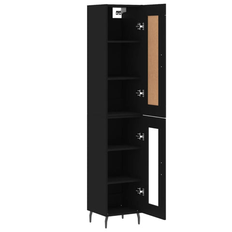 vidaXL Highboard Schwarz 34,5x34x180 cm Holzwerkstoff