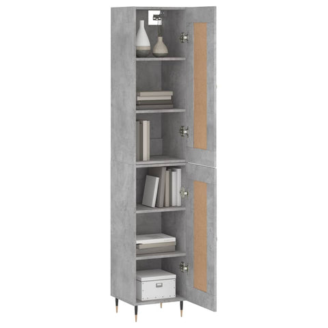 vidaXL Highboard Betongrau 34,5x34x180 cm Holzwerkstoff