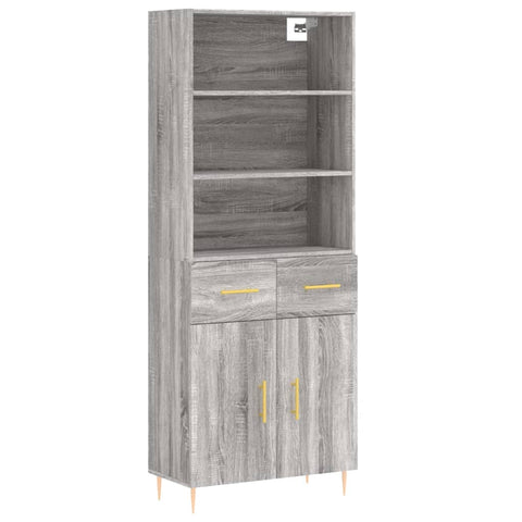 vidaXL Highboard Grau Sonoma 69,5x34x180 cm Holzwerkstoff