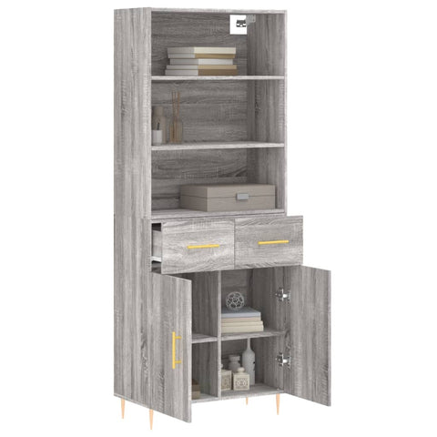 vidaXL Highboard Grau Sonoma 69,5x34x180 cm Holzwerkstoff