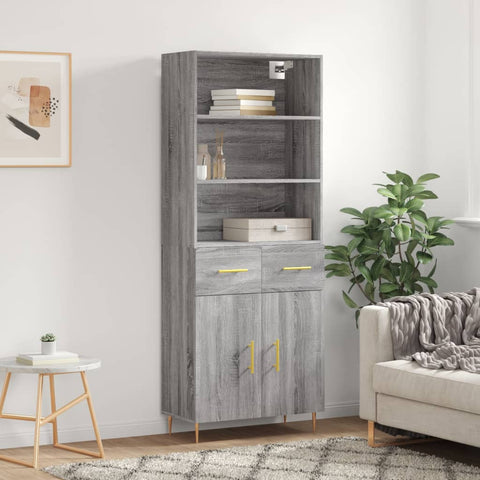 vidaXL Highboard Grau Sonoma 69,5x34x180 cm Holzwerkstoff