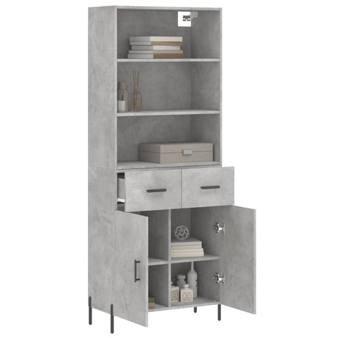 Highboard Betongrau 69,5x34x180 cm Holzwerkstoff