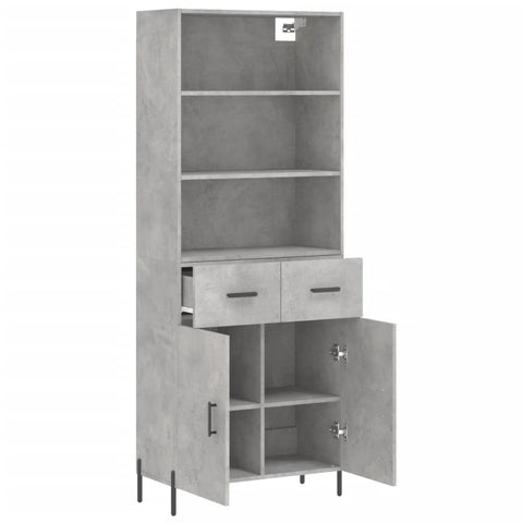 Highboard Betongrau 69,5x34x180 cm Holzwerkstoff