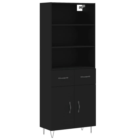 vidaXL Highboard Schwarz 69,5x34x180 cm Holzwerkstoff