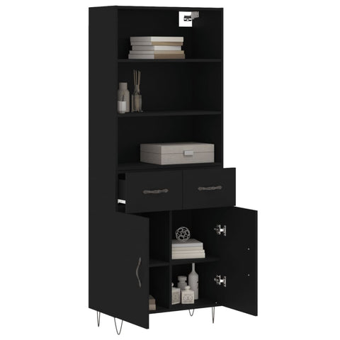 vidaXL Highboard Schwarz 69,5x34x180 cm Holzwerkstoff