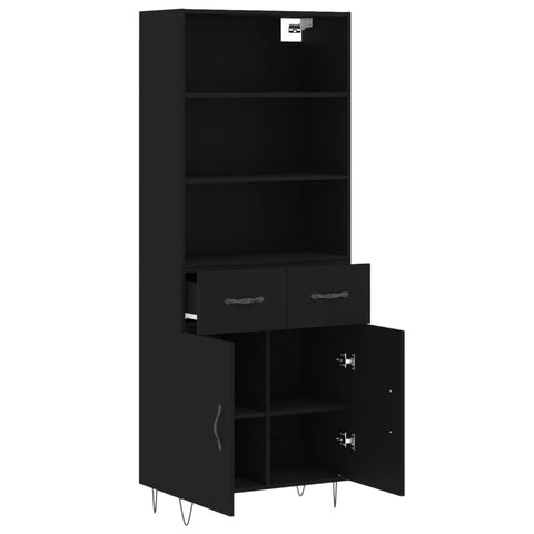 vidaXL Highboard Schwarz 69,5x34x180 cm Holzwerkstoff