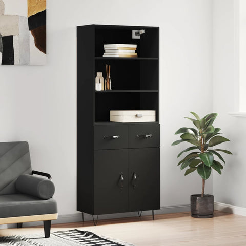 vidaXL Highboard Schwarz 69,5x34x180 cm Holzwerkstoff