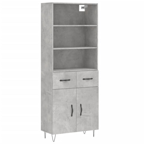 Highboard Betongrau 69,5x34x180 cm Holzwerkstoff