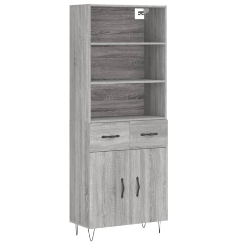 Highboard Grau Sonoma 69,5x34x180 cm Holzwerkstoff