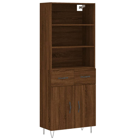 Highboard Braun Eichen-Optik 69,5x34x180 cm Holzwerkstoff