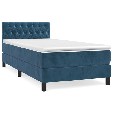 vidaXL Boxspringbett mit Matratze Dunkelblau 90x190 cm Samt