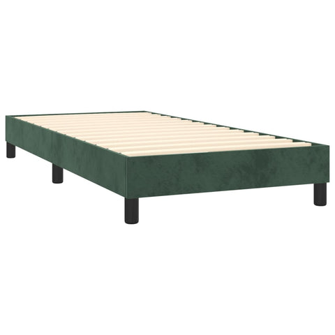 vidaXL Boxspringbett mit Matratze Dunkelgrün 100x200 cm Samt