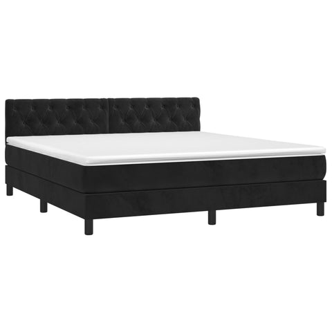 Boxspringbett mit Matratze Schwarz 160x200 cm Samt