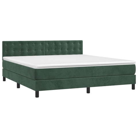 vidaXL Boxspringbett mit Matratze Dunkelgrün 180x200 cm Samt