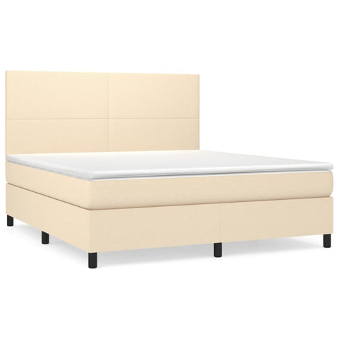 vidaXL Boxspringbett mit Matratze Creme 160x200 cm Stoff