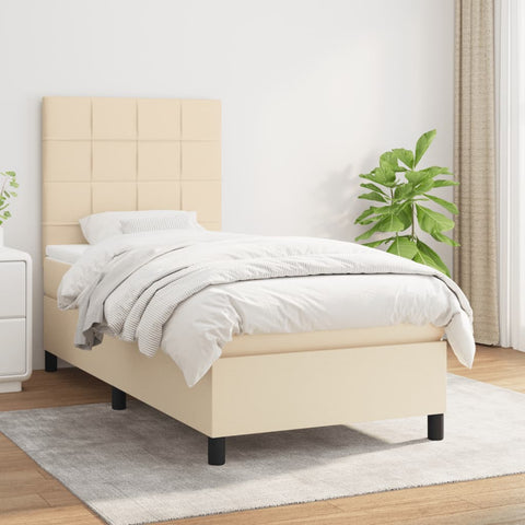 vidaXL Boxspringbett mit Matratze Creme 80x200 cm Stoff