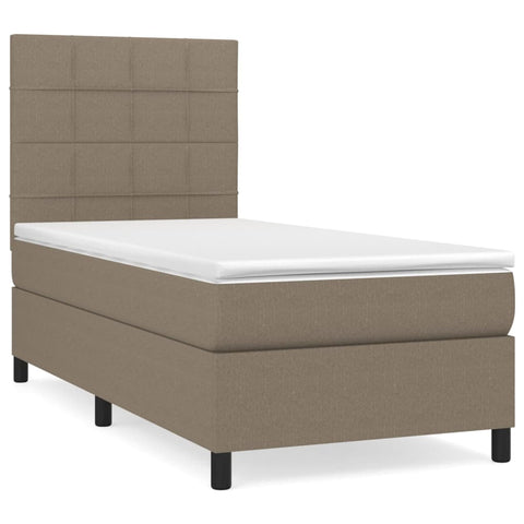 vidaXL Boxspringbett mit Matratze Taupe 90x190 cm Stoff