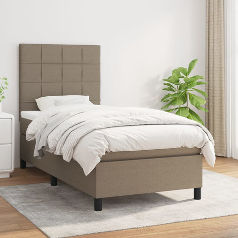 vidaXL Boxspringbett mit Matratze Taupe 90x190 cm Stoff