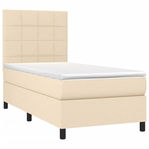 vidaXL Boxspringbett mit Matratze Creme 100x200 cm Stoff