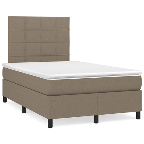 vidaXL Boxspringbett mit Matratze Taupe 120x200 cm Stoff