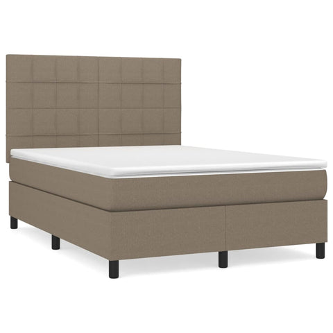 vidaXL Boxspringbett mit Matratze Taupe 140x190 cm Stoff