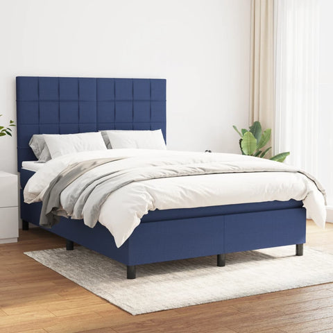 vidaXL Boxspringbett mit Matratze Blau 140x190 cm Stoff