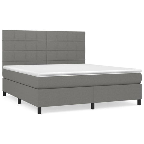 vidaXL Boxspringbett mit Matratze Dunkelgrau 160x200 cm Stoff