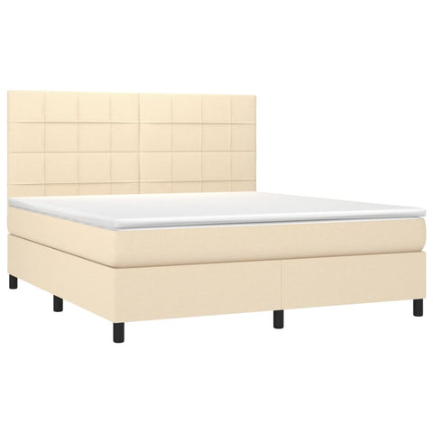 vidaXL Boxspringbett mit Matratze Creme 160x200 cm Stoff