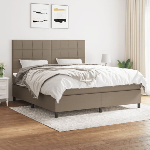 vidaXL Boxspringbett mit Matratze Taupe 180x200 cm Stoff