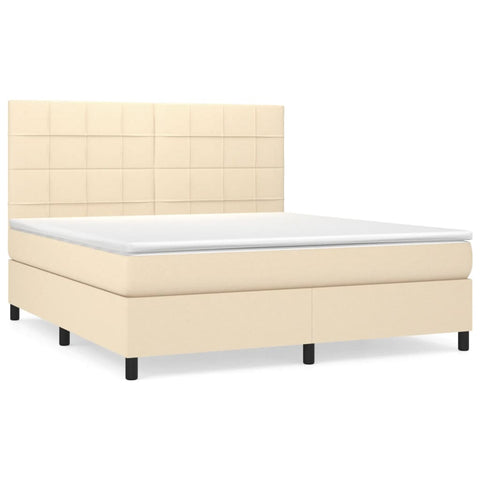 vidaXL Boxspringbett mit Matratze Creme 180x200 cm Stoff