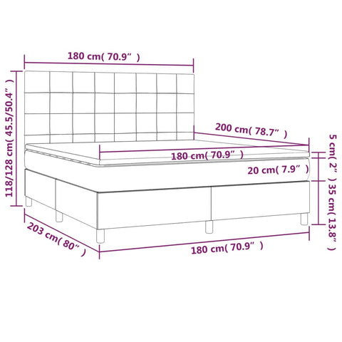 vidaXL Boxspringbett mit Matratze Creme 180x200 cm Stoff