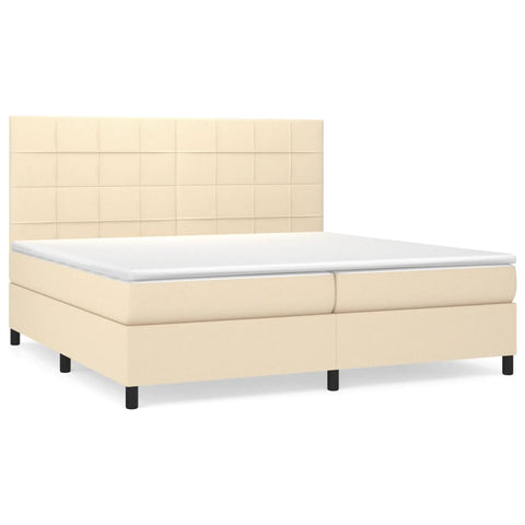 vidaXL Boxspringbett mit Matratze Creme 200x200 cm Stoff