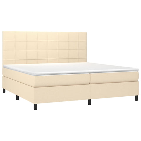 vidaXL Boxspringbett mit Matratze Creme 200x200 cm Stoff