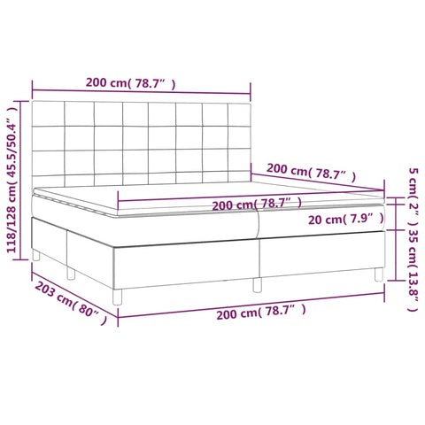 vidaXL Boxspringbett mit Matratze Blau 200x200 cm Stoff