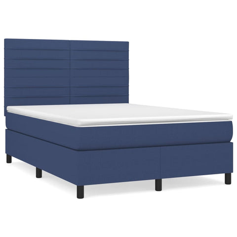 vidaXL Boxspringbett mit Matratze Blau 140x190 cm Stoff