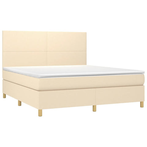 vidaXL Boxspringbett mit Matratze Creme 160x200 cm Stoff