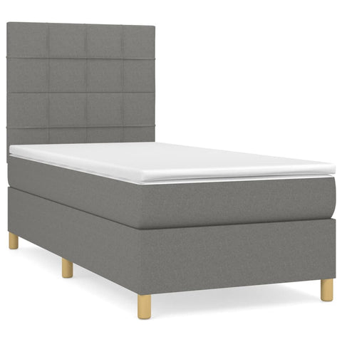 vidaXL Boxspringbett mit Matratze Dunkelgrau 80x200 cm Stoff