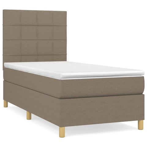 vidaXL Boxspringbett mit Matratze Taupe 90x190 cm Stoff