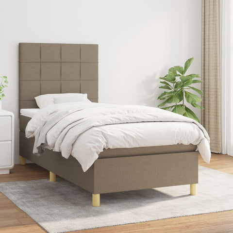 vidaXL Boxspringbett mit Matratze Taupe 90x190 cm Stoff