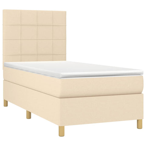 vidaXL Boxspringbett mit Matratze Creme 90x190 cm Stoff