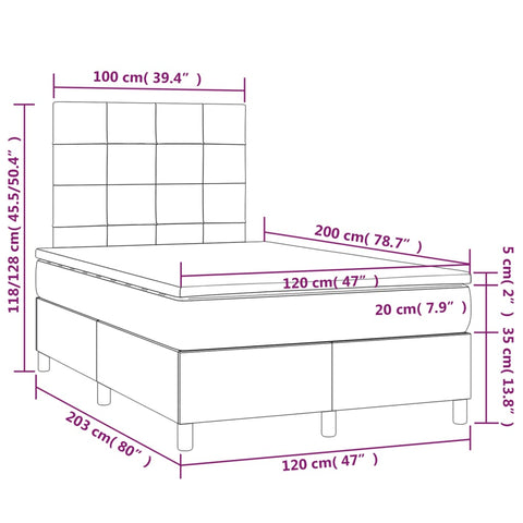 vidaXL Boxspringbett mit Matratze Taupe 120x200 cm Stoff