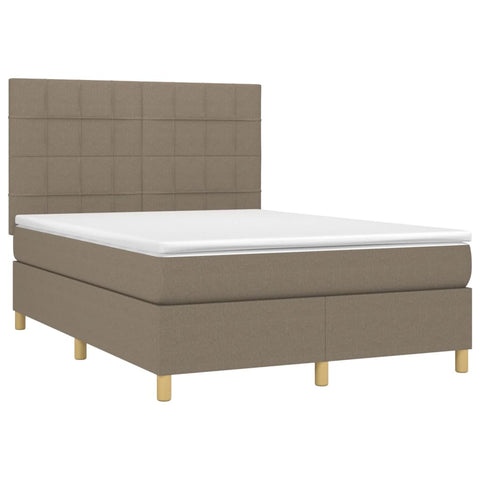 vidaXL Boxspringbett mit Matratze Taupe 140x200 cm Stoff