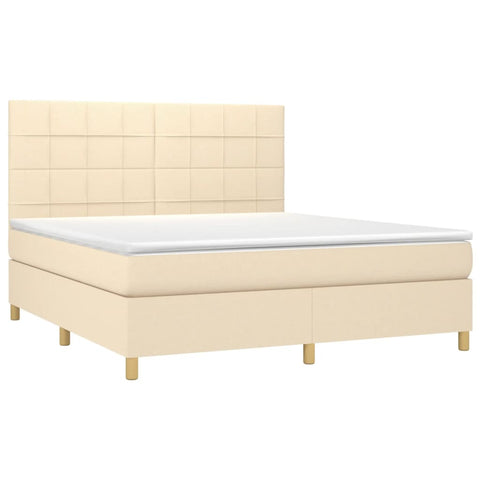 vidaXL Boxspringbett mit Matratze Creme 160x200 cm Stoff